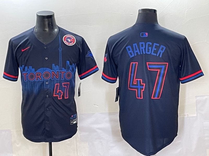 Men 2025 Toronto Blue Jays #47 Barger Black Joint Name Nike MLB Jersey style 6